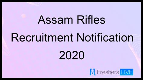 Assam Rifles Recruitment Notification Released For Specialist