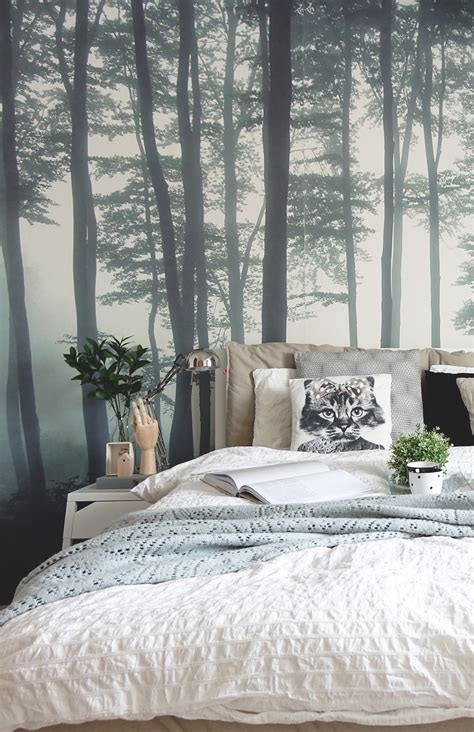 Decorate the enchanting storybook cottage theme room with whimsical furnishings, castle style decor and accent with fairies, gnomes, butterflies and other mythical creatures. Sea of Trees Forest Mural Wallpaper | MuralsWallpaper ...