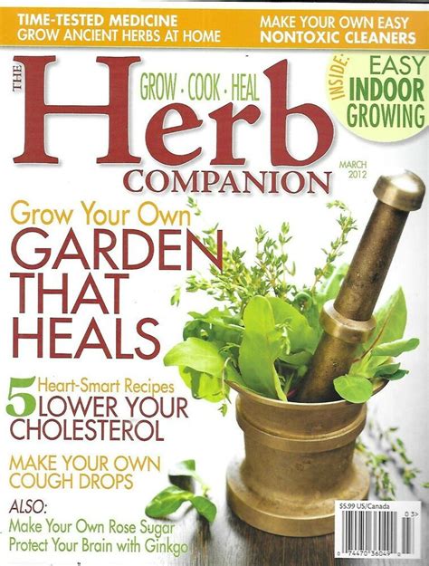 Herb Companion Magazine Healing Garden Easy Indoor Growing Diy Cough