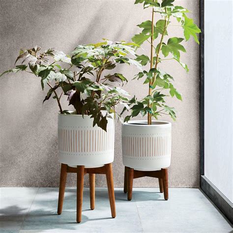 March 15, 2016 by kirsten dunn. Mid-Century Turned Wood Leg Planters - Patterned | west ...