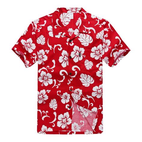 NWT Aloha Shirt Cruise Tropical Luau Beach Hawaiian Party Red Hibiscus