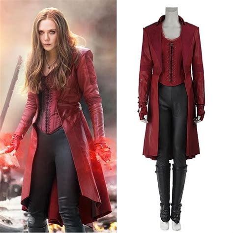 Scarlet Witch Wanda Maximoff Costume Leather Jacket Captain America 3