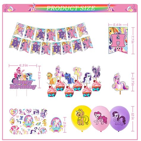 100pcs My Little Girl Party Supplies Pony Party Decorations Include