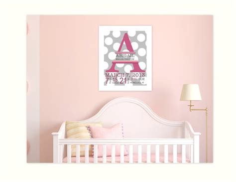 Items Similar To Baby Girl Nursery Monogram Nursery Art Polka Dot