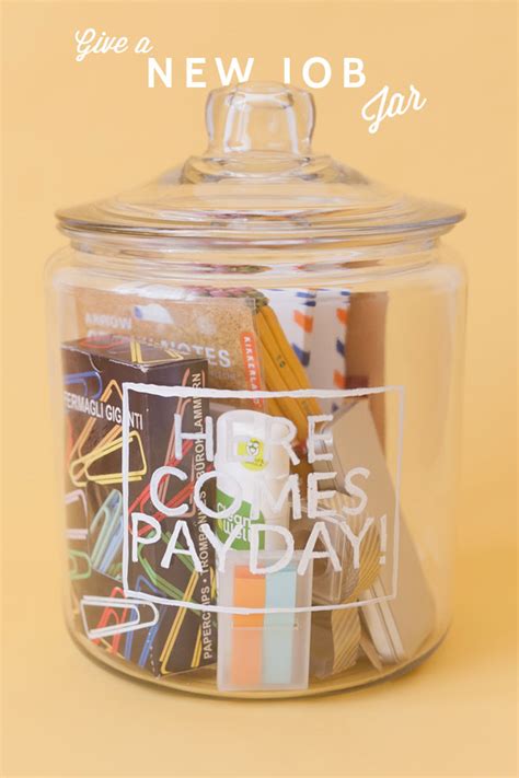 Find great personalized gifts to celebrate their new job. New Job Jar DIY