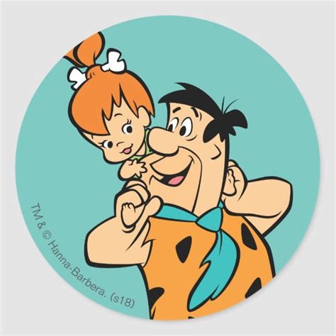The Flintstones Fred And Pebbles Flintstone Classic Round Sticker