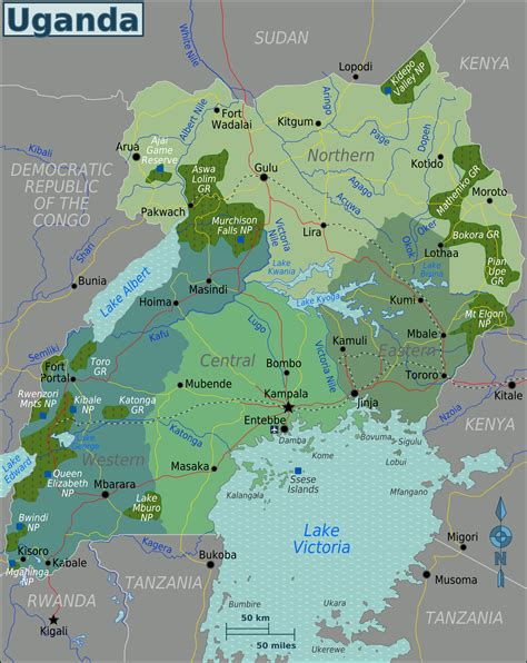 Map Of Uganda Overview Mapregions Online Maps
