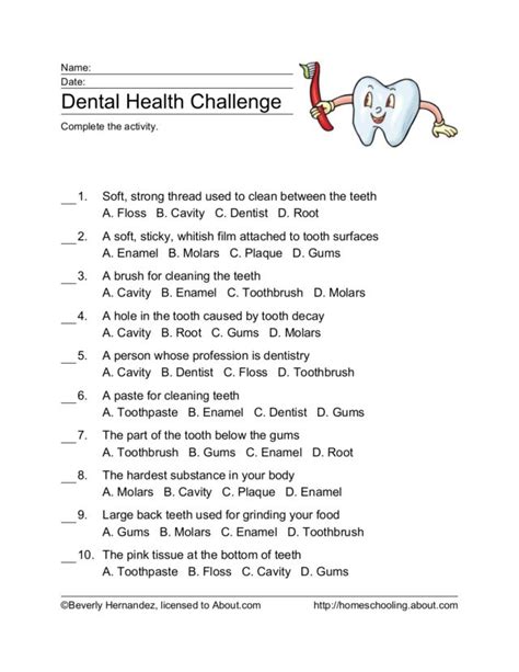 You are free to share your thought with us and our readers at comment box at the end of the page, and also, don't forget to share. Dental Health Challenge Worksheet for 4th - 5th Grade ...