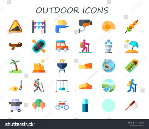 Outdoor Icon Set 30 Flat Outdoor Stock Vector Royalty Free 1411068311