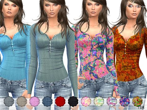 Sims 4 Ccs The Best Ribbed Thermal Top By Ekinege