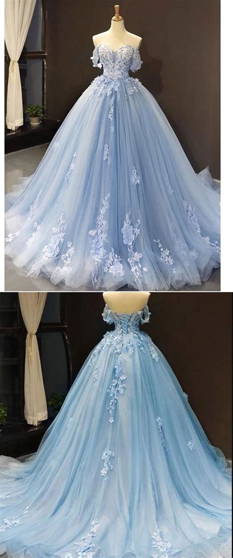 Siaoryne Skye Blue Off The Shoulder Lace Sweet 16 Prom Quinceanera