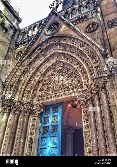 The Ornate Franco Italian Gothic Architecture Of The Porch Entrance To