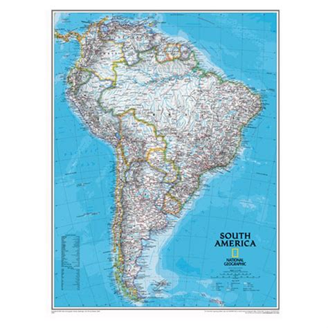 National Geographic 3x310 South America Continent Map 109795