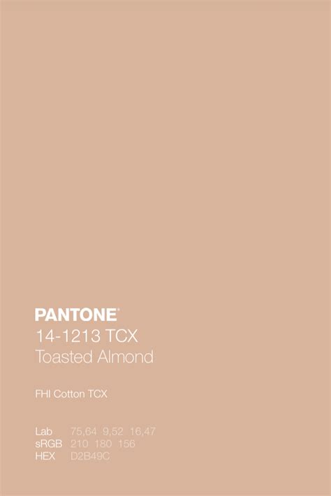 Pantone 14 1213 Tcx Toasted Almond Pantone Pantone Color Color Palette