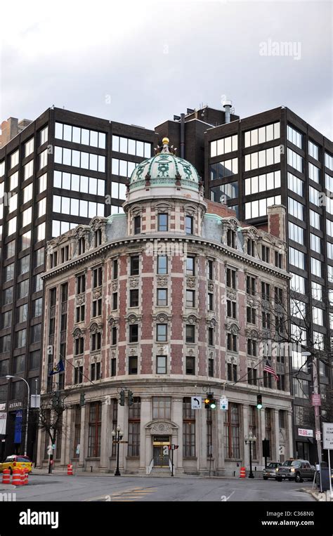 Old Buildings And Architectures Of Downtown Albany New York Stock