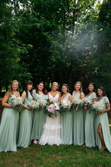 Absolutely In Love With These Bridesmaids Sage Bridesmaids Dresses At This Summer Wedding Sage