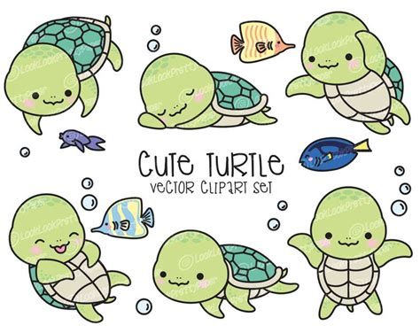 Download Premium Vector Clipart Kawaii Turtle Cute Turtle Clipart ...