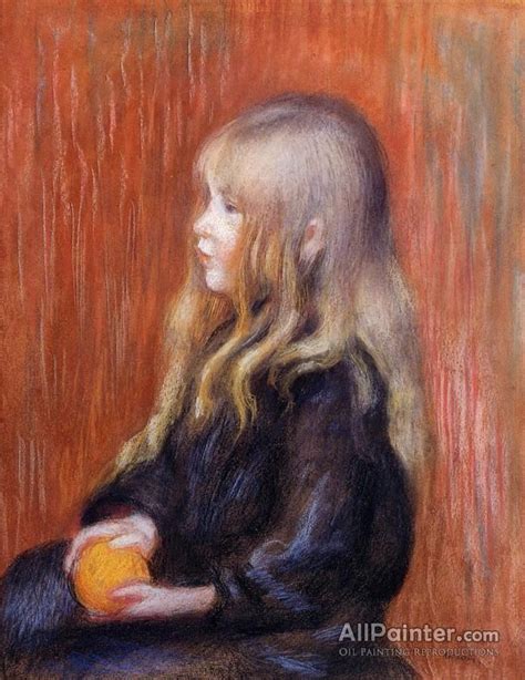 Pierre Auguste Renoir Coco Holding A Orange Oil Painting Reproductions