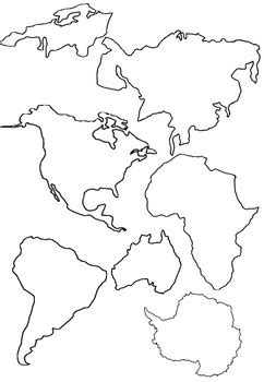7 Continents Cut Outs Printables Sketch Coloring Page Continents Cut