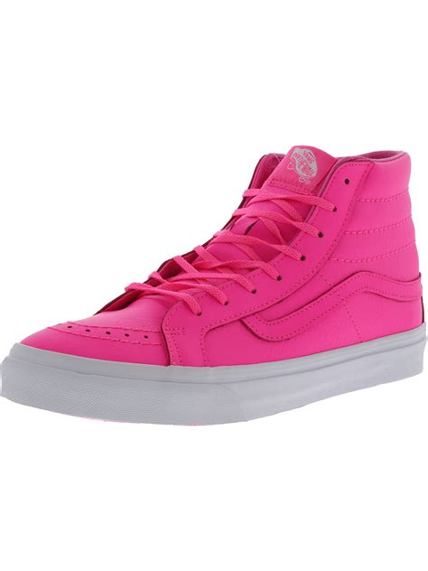 vans sk8 hi slim neon leather pink high top skateboarding shoe 5m 3 5m