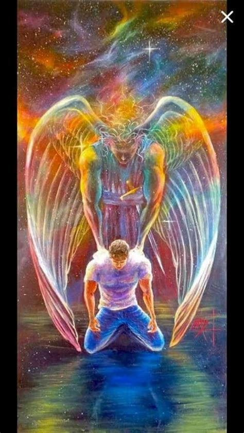 Guardian Angel Ministering Strength To Man In Prayer