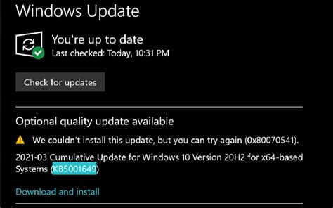 Windows 10 Update Kb5001649 Fails To Install With 0x80075401 Error