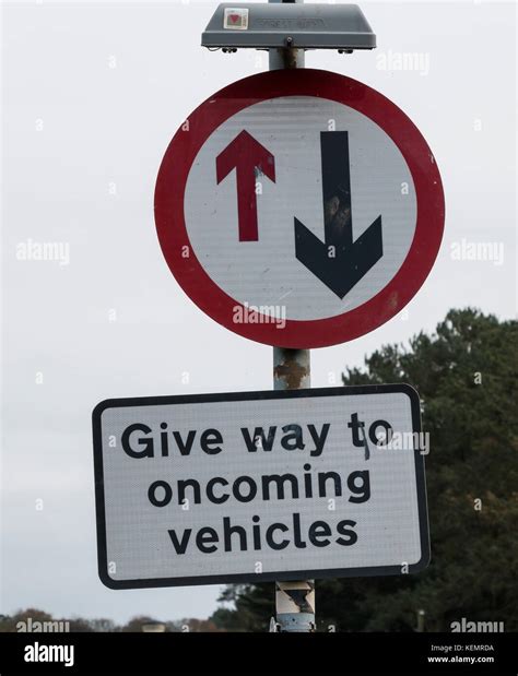 Uk Highways Road Traffic Sign Indicating Oncoming Traffic Has Priority