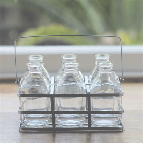 Glass ~ 6 Mini Bottles In Crate ~ Next Day Flower Delivery Uk