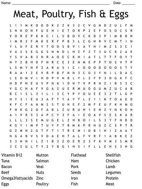 Meat Poultry Fish And Eggs Word Search Wordmint