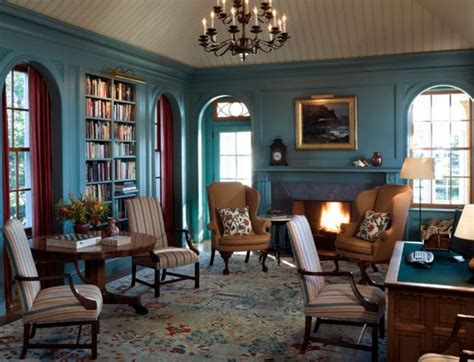 Traditional Style Living Room Painted In Teal Blue Duluxs