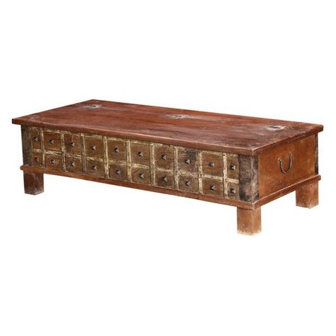 Mediterranean Rustic Reclaimed Wood Standing Coffee Table Chest Rustic Coffee Tables By