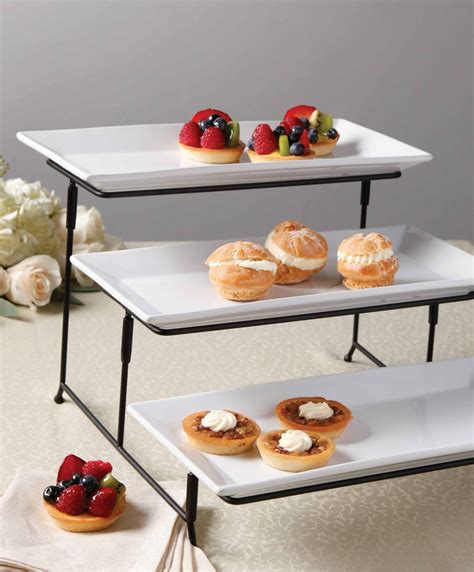 Gibson 3 Tier Plate Set With Metal Stand Home Dining And Entertaining