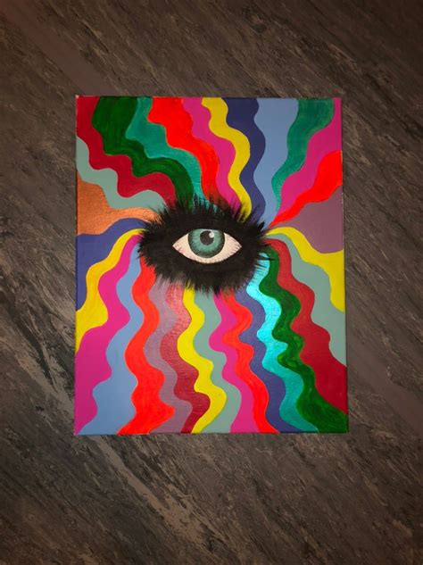 Trippy Colorful Eyeball Painting On Mercari Hippie Painting Trippy