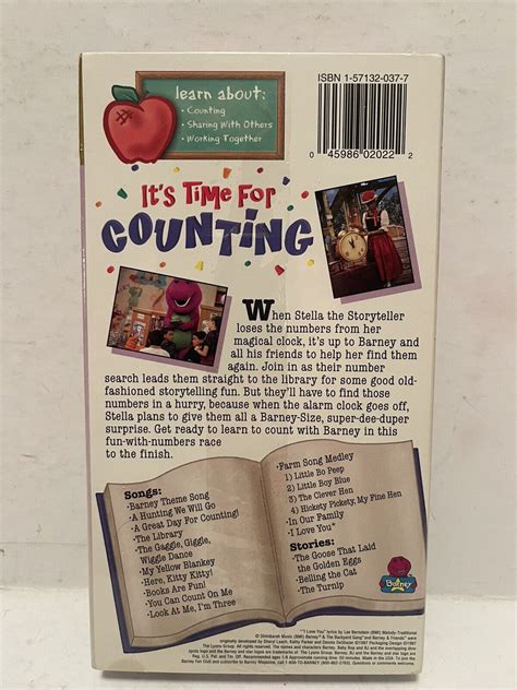 Barney Its Time For Counting Classic Collection Vhs Tape New