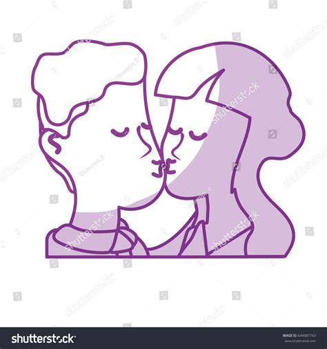 Silhouette Cute Couple Kissing Romantic Scene Vector De Stock Libre