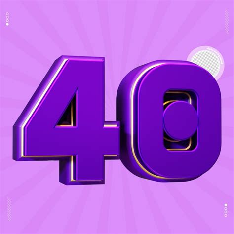 Premium Psd 3d Render Number 40 Font Purple