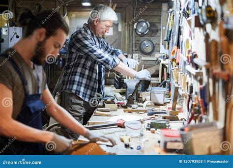 Men Woodworking Stock Image Image Of Indoor Carpenter 120793503