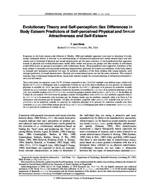 pdf evolutionary theory and self perception sex differences in body esteem predictors of self