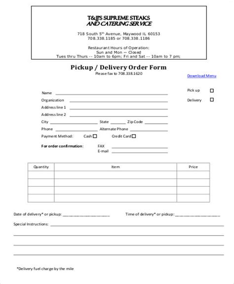 Free 9 Sample Delivery Order Forms In Ms Word Pdf