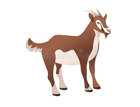 Cute Adult Brown Goat Farm Animal Cartoon Animal Design Vector