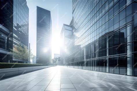 Premium Photo | Outdoor image in front of modern office buildings AI