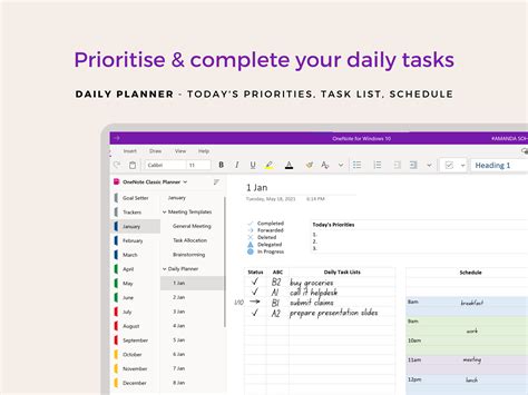 Onenote Template Onenote Digital Planner Task List Etsy