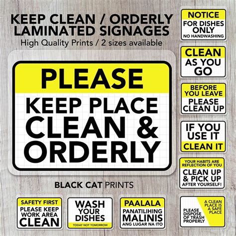 Cleanliness Keep Clean Keep In Order Sign Laminated Signage