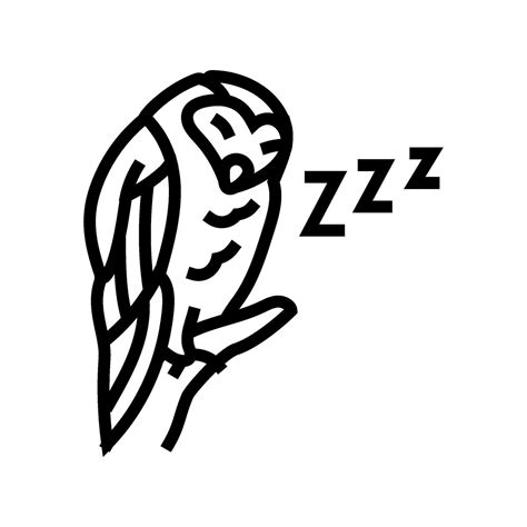 Sleepy Owl Sleep Night Line Icon Vector Illustration 34789062 Vector
