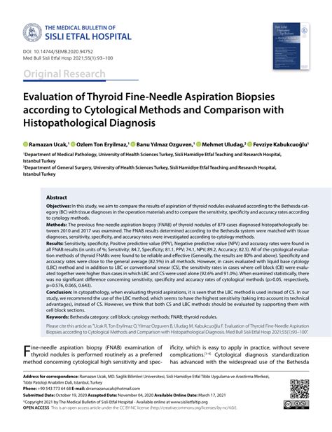 PDF Evaluation Of Thyroid Fine Needle Aspiration Biopsies According