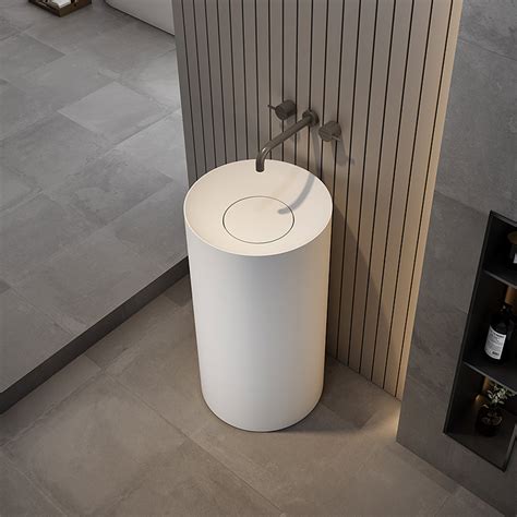 Cylinder Freestanding Pedestal Sinks Round Bathroom Wash Basin Tw Z209