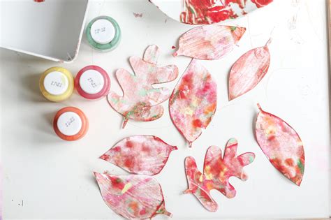 Shaving Cream Painted Fall Leaves