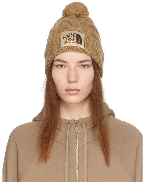 Gucci The North Face Edition Wool Beanie In Sand Brown Lyst