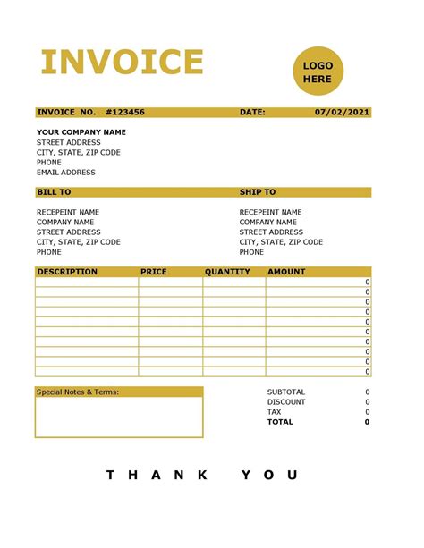 Digital Excel Invoice Template Editable Instant Download Etsy