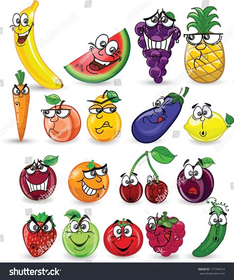 Cartoon Fruits Vegetables Stock Vector 117746314